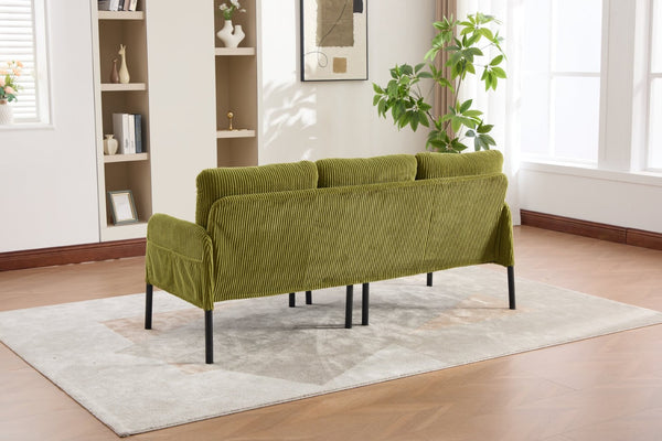 English Elm United We Win Corduroy Loveseat Plush Ergonomic Sofa with Spring Support Metal Legs Olive Green W1568P410049