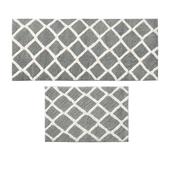JLA Home Madison Park - Reversible Plush High-Pile Tufted Microfiber Bath Rug with OEKO-TEX Safety, Machine Washable Comfort Grey MP72-5666