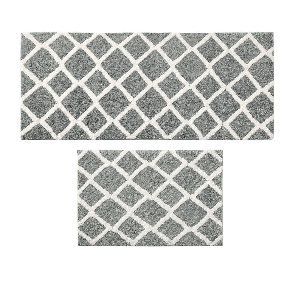 JLA Home Madison Park - Reversible plush high-pile microfiber bath rug, OEKO-TEX certified, machine washable, dual-pattern comfort Grey MP72-5665