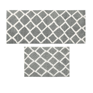 JLA Home Madison Park - Reversible plush high-pile microfiber bath rug, OEKO-TEX certified, machine washable, dual-pattern comfort Grey MP72-5665