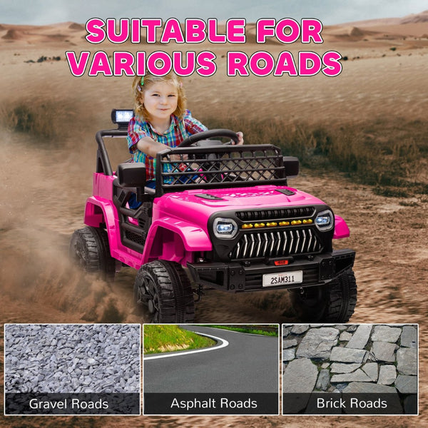 English Elm Qaba 12v Battery Powered Kids Ride on Utv with Spring Suspension and Remote Pink W2225P249876