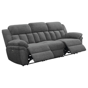 English Elm Divine Charcoal Fabric Reclining Sofa with Diamond Tufting and Pillowtop Arms B062S01413