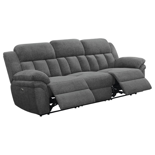 English Elm Divine Charcoal Fabric Reclining Sofa with Diamond Tufting and Pillowtop Arms B062S01413