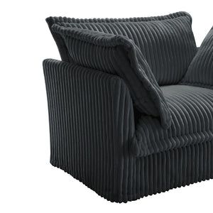 English Elm Slip-covered Deep Seat Armchair Soft Grey Corduroy with Oversized Pillows for Living Room W3041P292344