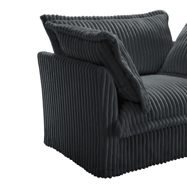 English Elm Slip-covered Deep Seat Armchair Soft Grey Corduroy with Oversized Pillows for Living Room W3041P292344