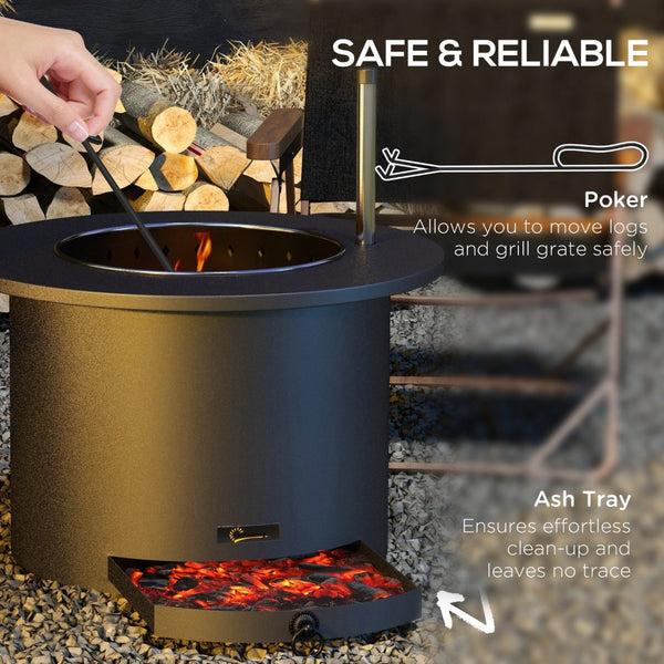 English Elm Outsunny Smokeless Wood Burning Fire Pit Bbq Grill Stainless Steel Patio Bonfire W2225P200669