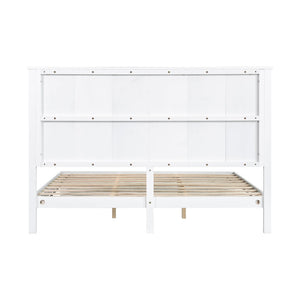English Elm Stylish King Bed Frame Vertical Slat Headboard Low Profile Contemporary Bedroom White N770PK369234K