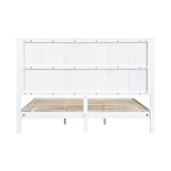 English Elm Stylish King Bed Frame Vertical Slat Headboard Low Profile Contemporary Bedroom White N770PK369234K