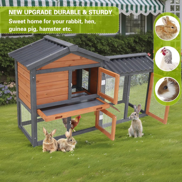 English Elm Three Story Solid Wood Outdoor Cat Villa with Balcony Weatherproof Feral Shelter W1431P284964