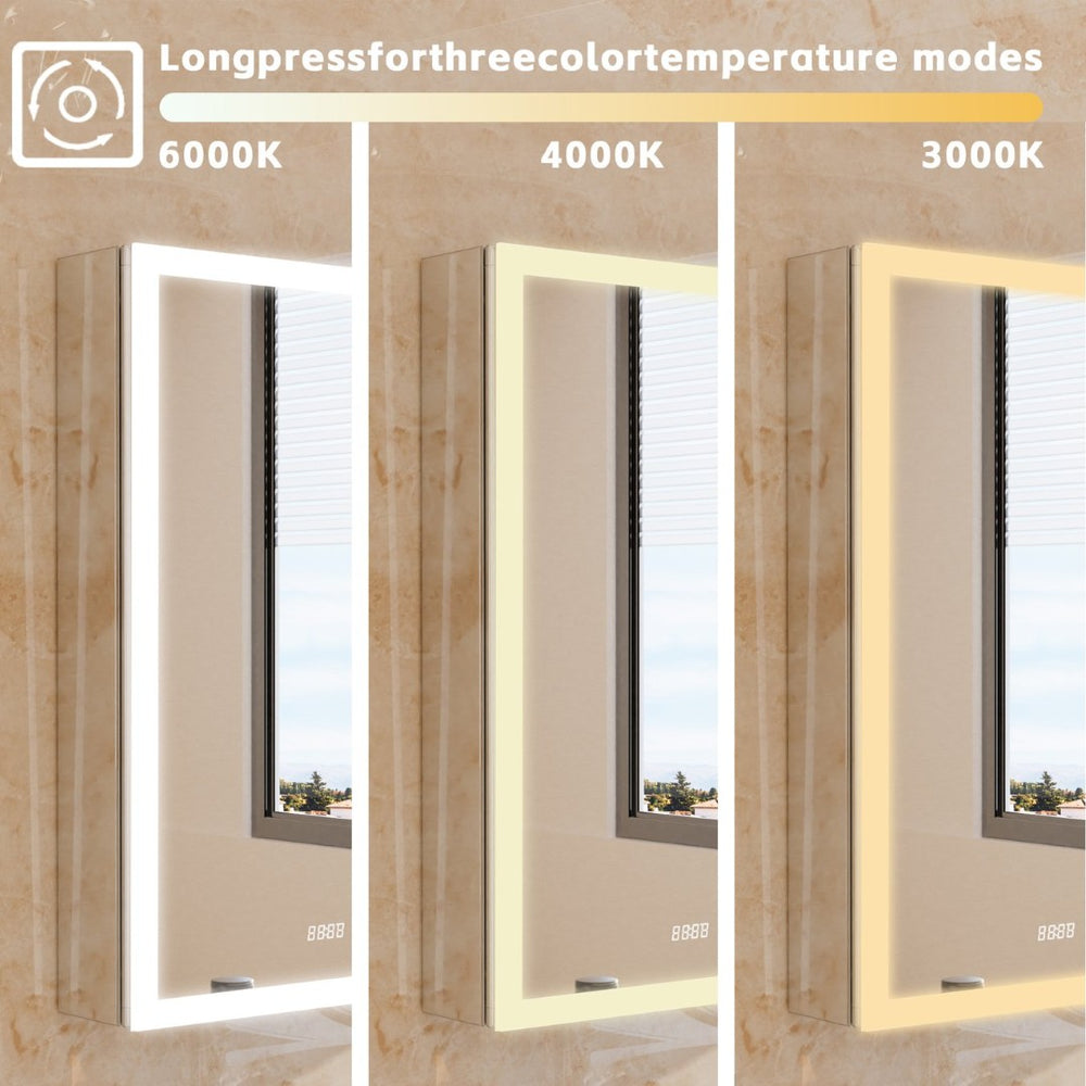 English Elm Lighted Aluminum Medicine Cabinet Smart Mirror with Anti-fog Led and Built-in Usb Outlet W5609P461522