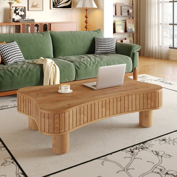 English Elm Lift Top Coffee Table with Fluted Panels Hidden Storage and Hydraulic Rise for Living Rooms W1445P317476
