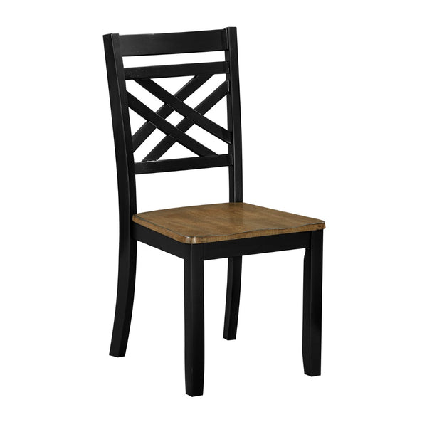 English Elm 2-tone Farmhouse Dining Set Six Piece Acacia Wood Trestle Table X-back Chairs Bench B011S02210