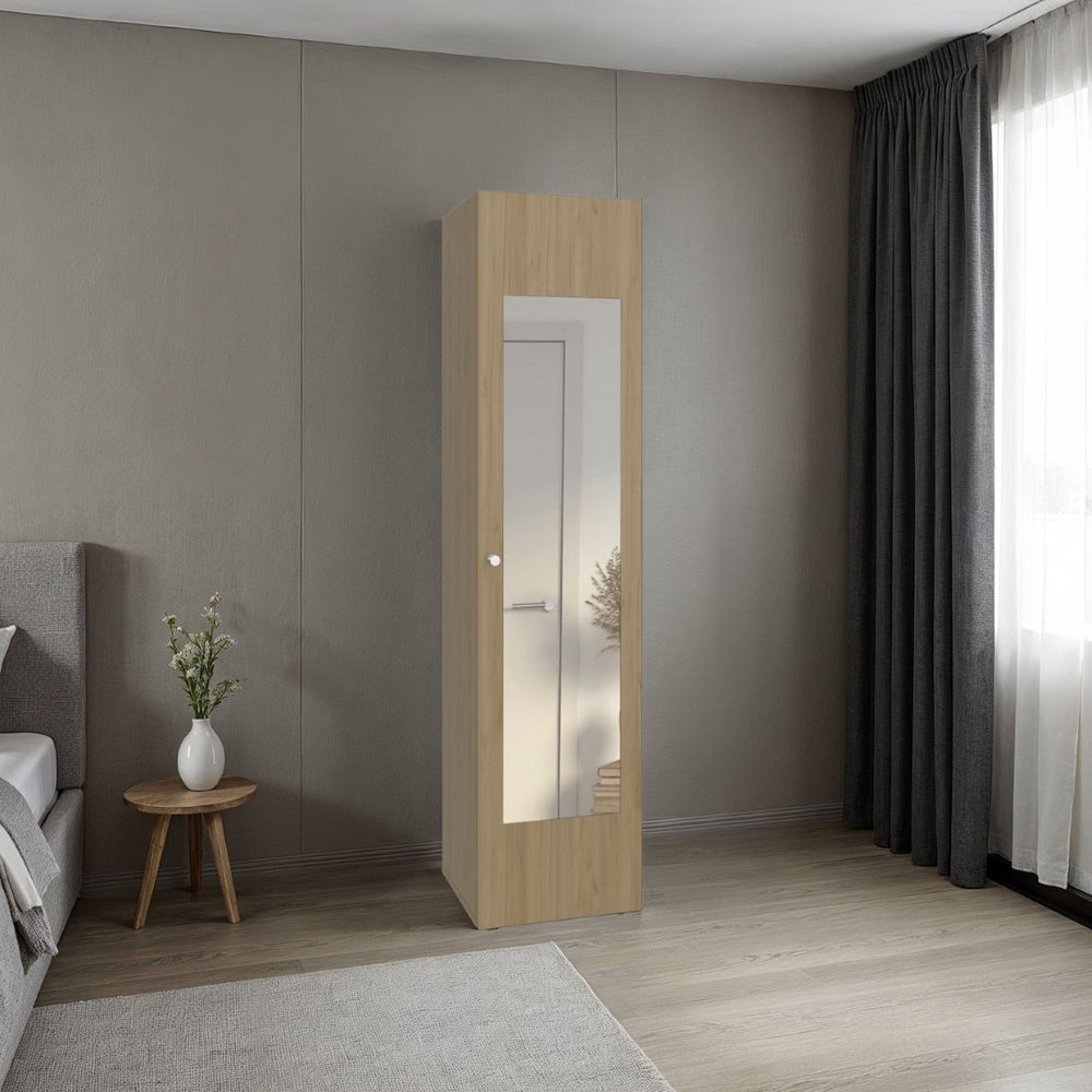 English Elm Home Freestanding Tall Mirrored Cabinet with Four Interior Shelves for Bedroom Bath B200P465732
