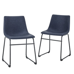 English Elm Walker Edison - Industrial Faux Leather Dining Chairs, Set Of 2 - Blue