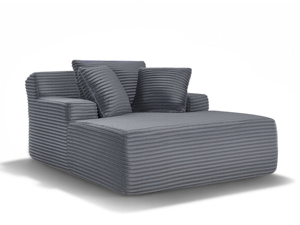 English Elm 66-inch Corduroy Sleeper Lounge Chair Oversized Foam Sofa Bed for Living Room Studio Dark Gray W5527P461980