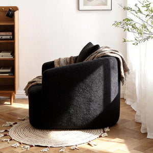 English Elm 360° 360 Swivel Teddy Velvet Accent Chair Plush Cocoon Seat for Living Room or Bedroom Black W5385P433221