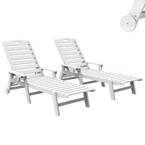 English Elm Patio Hdpe Chaise Lounge Outdoor Reclining Poolside Chair with Built-in Cup Holder White W1859P478491