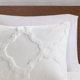 Madison Park Pacey Shabby Chic 3 Piece Tufted Cotton Chenille Geometric Duvet Cover Set MP12-5992 Off-White