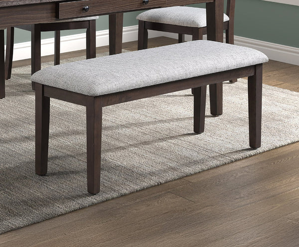 English Elm 1pc Contemporary Warm Upholstered Dining Bench with Soft Fabric Seat and Sleek Minimalist Profile for Gatherings Beige,Brown 19.25 L x 48.75 W x 5.5 H B011P373696