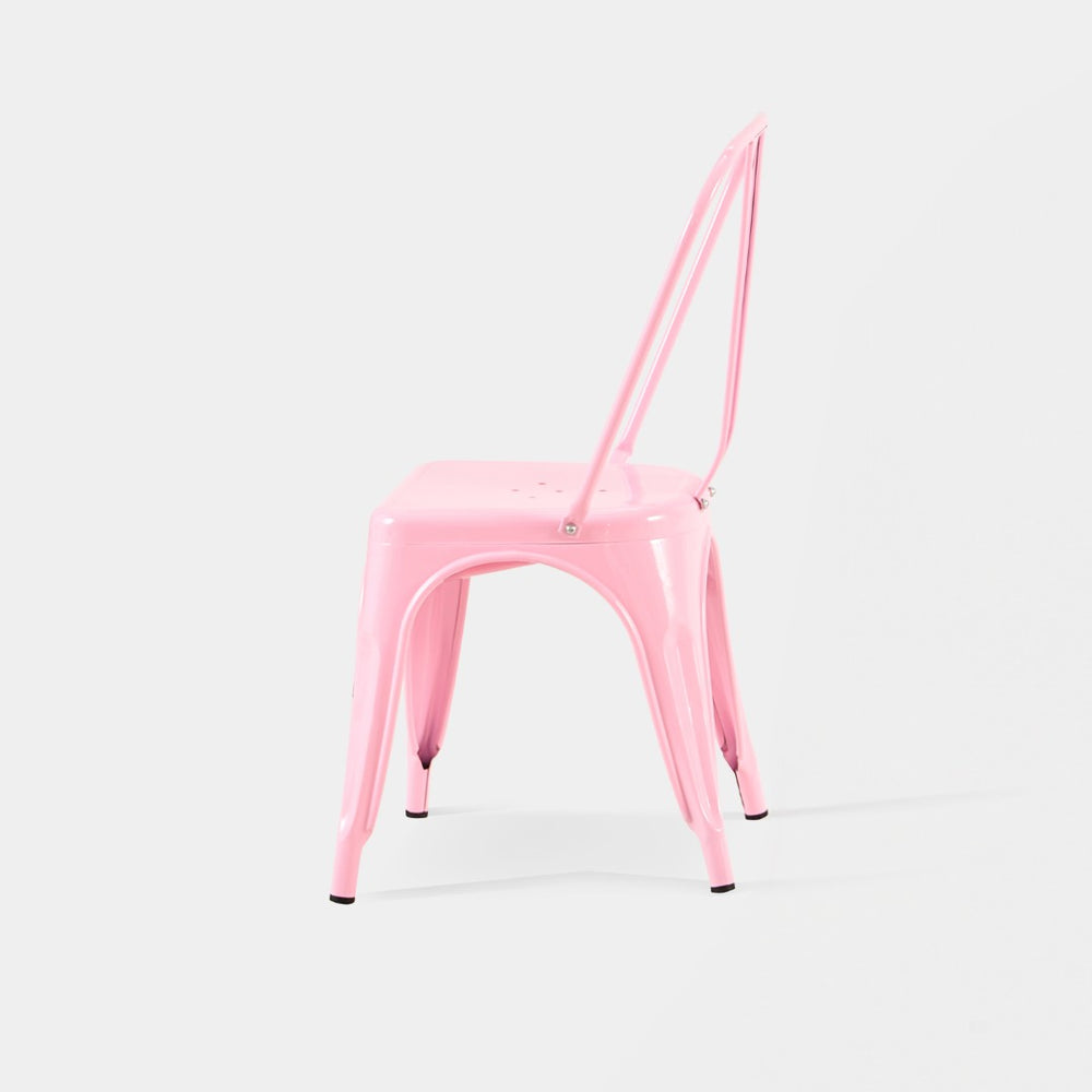 English Elm Set Of 4 Stylish High-Gloss Pink Metal Dining Chairs - Stackable, Lightweight, Easy-Clean, Durable Design B347P383379-GIGA