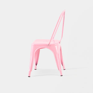 English Elm Set Of 4 Stylish High-Gloss Pink Metal Dining Chairs - Stackable, Lightweight, Easy-Clean, Durable Design B347P383379-GIGA