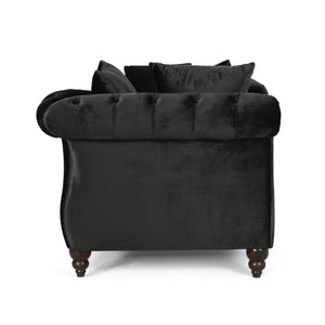 English Elm Christopher Knight Home® - Chaise Lounge In Luxurious Black Velvet With Accent Pillows – Elegant Comfort For Any Space 67581.00ABLK