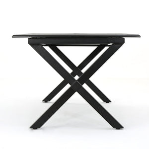 English Elm Outdoor Expandable Cast Aluminum Slatted Patio Dining Table with Rust Resistant Frame N768P372920B