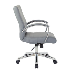 OSP Home Furnishings Executive Low Back Faux Leather Office Chair with Chrome Base for Professional Workspaces Charcoal FL92011C-U42