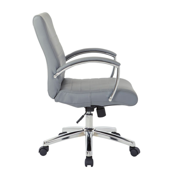 OSP Home Furnishings Executive Low Back Faux Leather Office Chair with Chrome Base for Professional Workspaces Charcoal FL92011C-U42