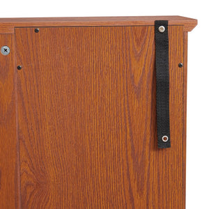 English Elm Glass Lighted Curio Cabinet DARK OAK with Adjustable Glass Shelves, Vintage Handles, Bulb Included W2275P295883