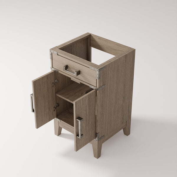 English Elm Grey Oak Single Bath Vanity - Modern 20" W X 18" D Design With Soft-Close, Solid Wood Frame Storage B2731P259733