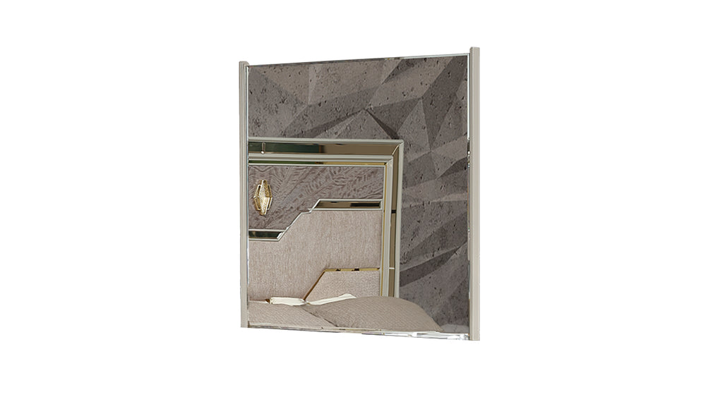 English Elm Omari Art Deco Eucalyptus-Veneer Mirror with Gold Accents, Elegant Bedroom Accent, 41"W x 44"H G150109297