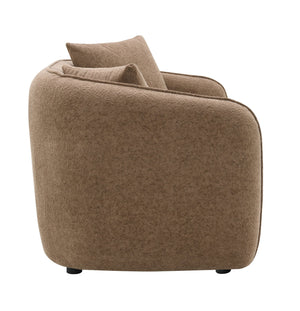 English Elm Keith Brown Chenille Loveseat with Pocket Coil Seats, Foam Cushions, KD Design & 2 Toss Pillows B2726P252311