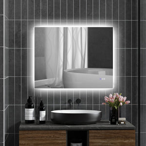 English Elm Homcom Led Backlit Bathroom Mirror, 35"X28" Anti-Fog Dimmable Vanity Mirror With Color Control & Memory W2225P229671