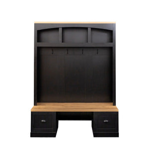 English Elm On-Trend Farmhouse 4-In-1 Hall Tree With Bench, Hooks & Shelves - Rustic Storage For Entryway Spaces N721S000038B-GIGA