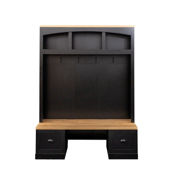 English Elm On-Trend Farmhouse 4-In-1 Hall Tree With Bench, Hooks & Shelves - Rustic Storage For Entryway Spaces N721S000038B-GIGA