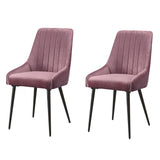 Set of 2 Pink & Black Tufted Back Side Chairs with Upholstered Cushions - Elegant & Compact Design with Metal Accents