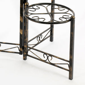 English Elm 24.41" Heart Clover Three-Tier Metal Plant Stand Black/Gold — Foldable, Durable Powder-Coat Finish, Intricate Design, Indoor/Outdoor Elegance B072115986