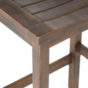 English Elm Christopher Knight Home® - Outdoor Acacia Wood Counter Height Barstool Set of 2 with Curved Backless Seats Rustic Weather-Resistant Dark Mahogany N772P248351T