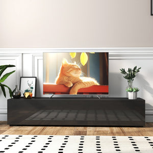 English Elm Modern Floating Media Console with Drop Down Doors and Display Shelf for Living Rooms W331P361255