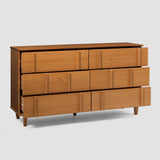 60" Modern Solid Wood Dresser BR60BRX6DCA-T Caramel BR60BRX6DCA-T Walker Edison