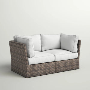 English Elm Fully Assembled Patio Wicker Loveseat With Plush Cushions For Ultimate Outdoor Comfort & Style B120S00147