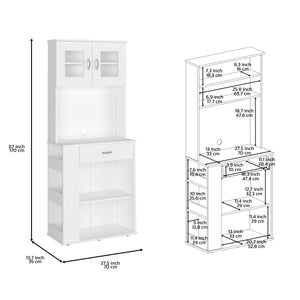 English Elm Poole Pantry Cabinet White with Microwave Countertop, Drawer, 3 Side Shelves & Adjustable Legs B128P148963