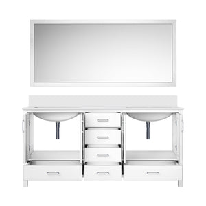 English Elm White Double Bath Vanity 72" W x 22" D with Cultured Marble Top, Soft-Close Drawers & 70" Mirror B2731S00792