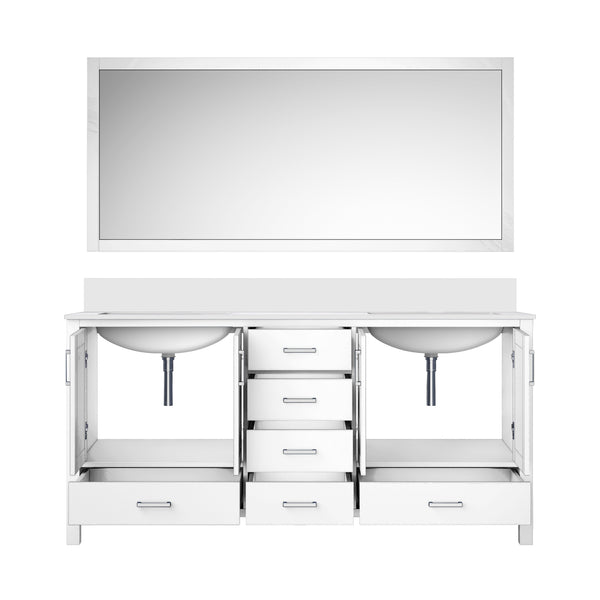 English Elm White Double Bath Vanity 72" W x 22" D with Cultured Marble Top, Soft-Close Drawers & 70" Mirror B2731S00792