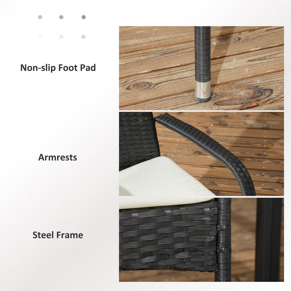 English Elm Outsunny Stackable Pe Rattan Outdoor Dining Chairs Set Of 2 With Cushions For Patios & Decks W2225P174004-GIGA