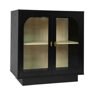 English Elm Storage Cabinet Sleek Acrylic Door with Gold Handle, Non-Slip Feet, Anti-Tip Locks, Compact Dimensions Black W688127148