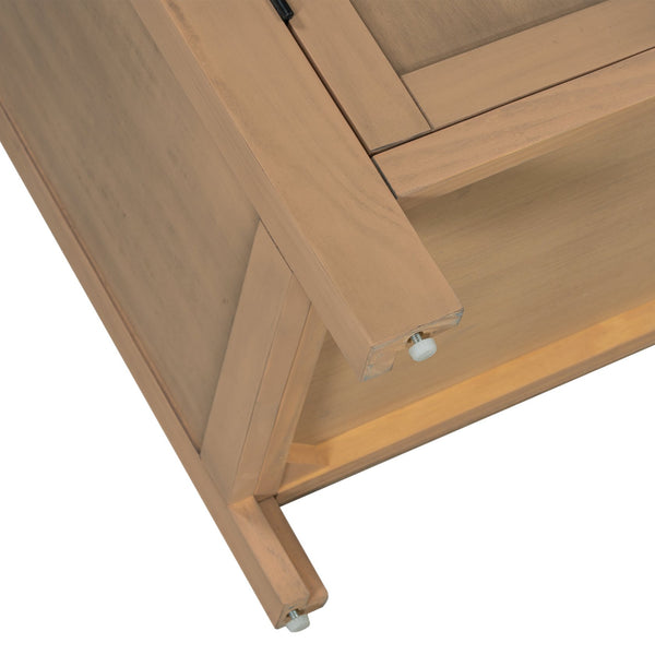English Elm U_STYLE Mid-Century 4-Door Storage Sideboard with Adjustable Shelves, Retro Handles, Sturdy Pine Legs Wood N711P218615D
