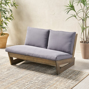 English Elm Christopher Knight Home® - SHERWOOD Loveseat with Acacia Wood Frame, Water-Resistant Cushions & Slatted Paneling for Patio Comfort and Durability DARK GREY 64868.00DGRY