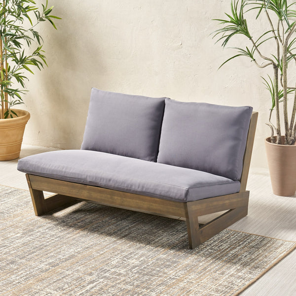English Elm Christopher Knight Home® - SHERWOOD Loveseat with Acacia Wood Frame, Water-Resistant Cushions & Slatted Paneling for Patio Comfort and Durability DARK GREY 64868.00DGRY